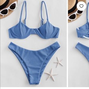 TRADE NWOT ZAFUL Ribbed Underwire Solid Bikini